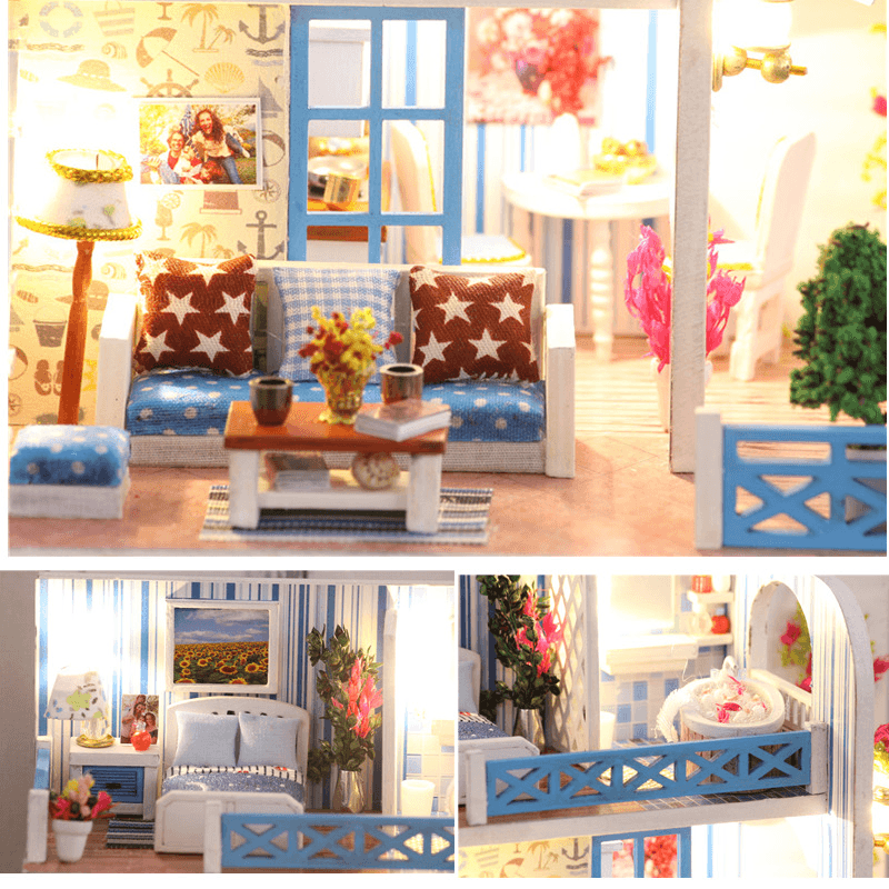 Iiecreate K-019 Helen the Other Shore DIY Dollhouse with Furniture Light Music Cover Gift House Toy