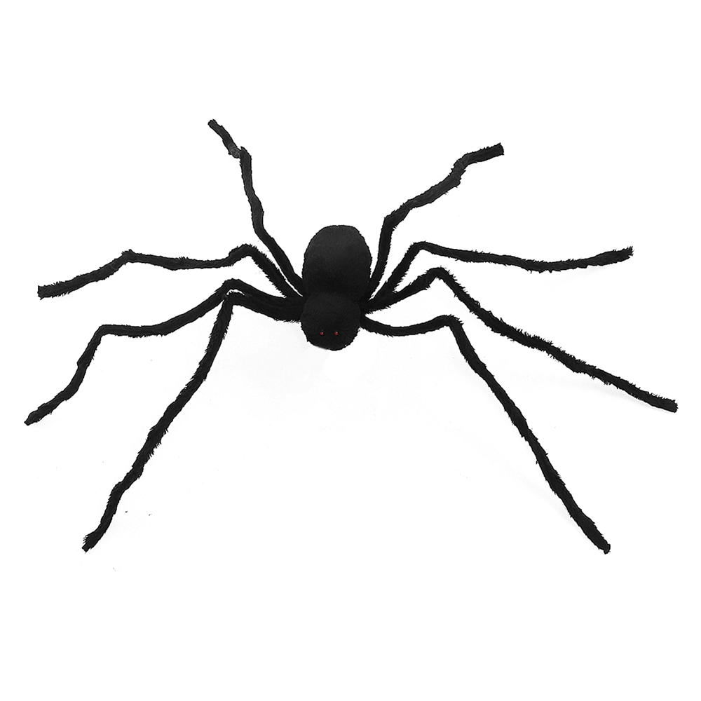 125Cm Black Spider Halloween Props Spider Web Plush Cotton Haunted House Decoration Toys with OPP Bag