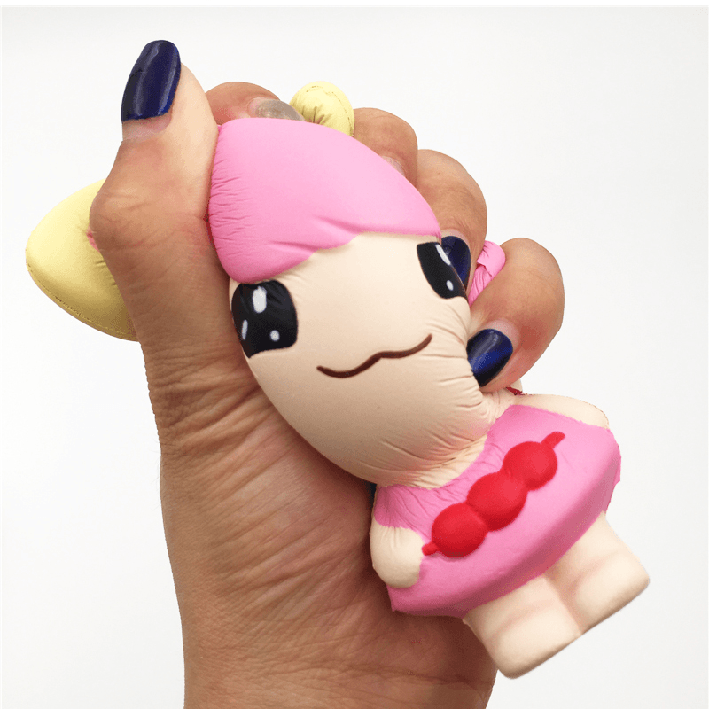 Squishyfun Pink Little Girl Squishy Hanging Decoration 12CM Cute Doll Gift Collection Packaging