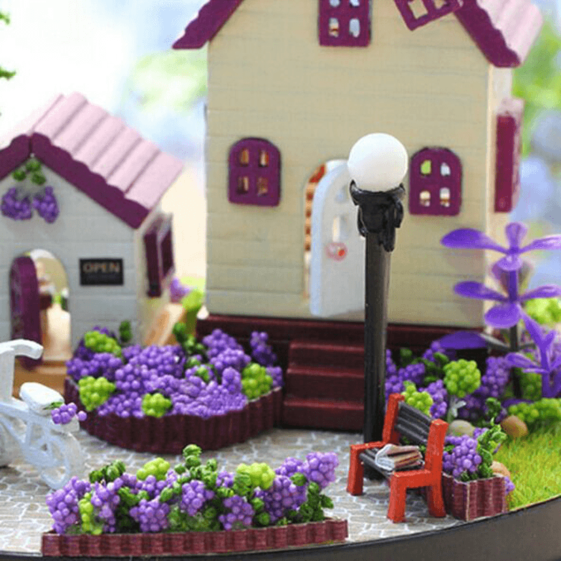 1:32 Cuteroom Puppenhaus Miniatur Provence Haus DIY Kit mit Abdeckung und LED