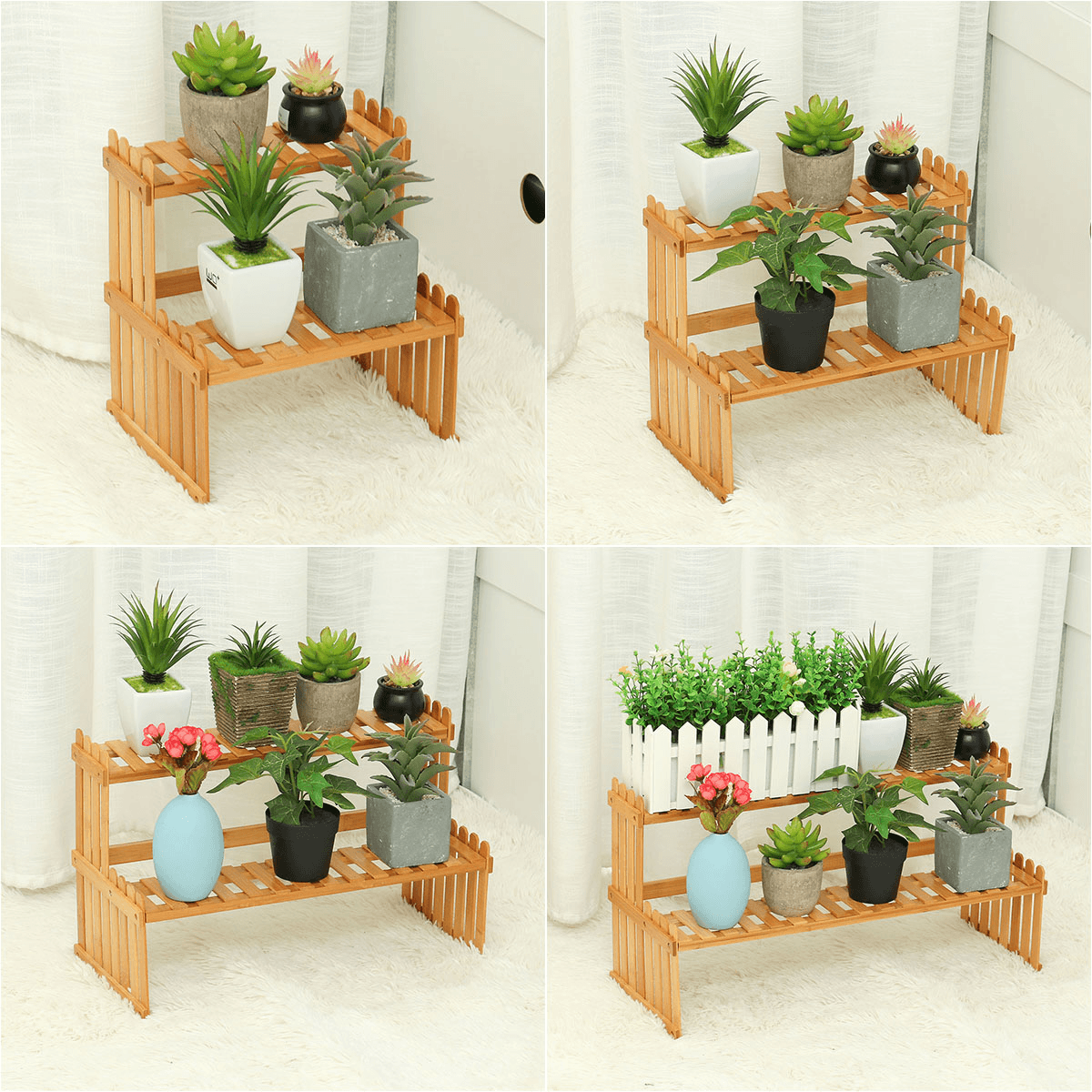 2 Ebenen Sukkulente Blume Bonsai Topf Regal Display Lagerung Schreibtisch Rack Halter Mini Bücherregal