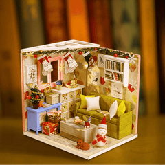 Iiecreate DIY Doll House House Handmade Assembled Educational Toy Art House Christmas Gift Creative Birthday Gift with Dust Cover and Furniture