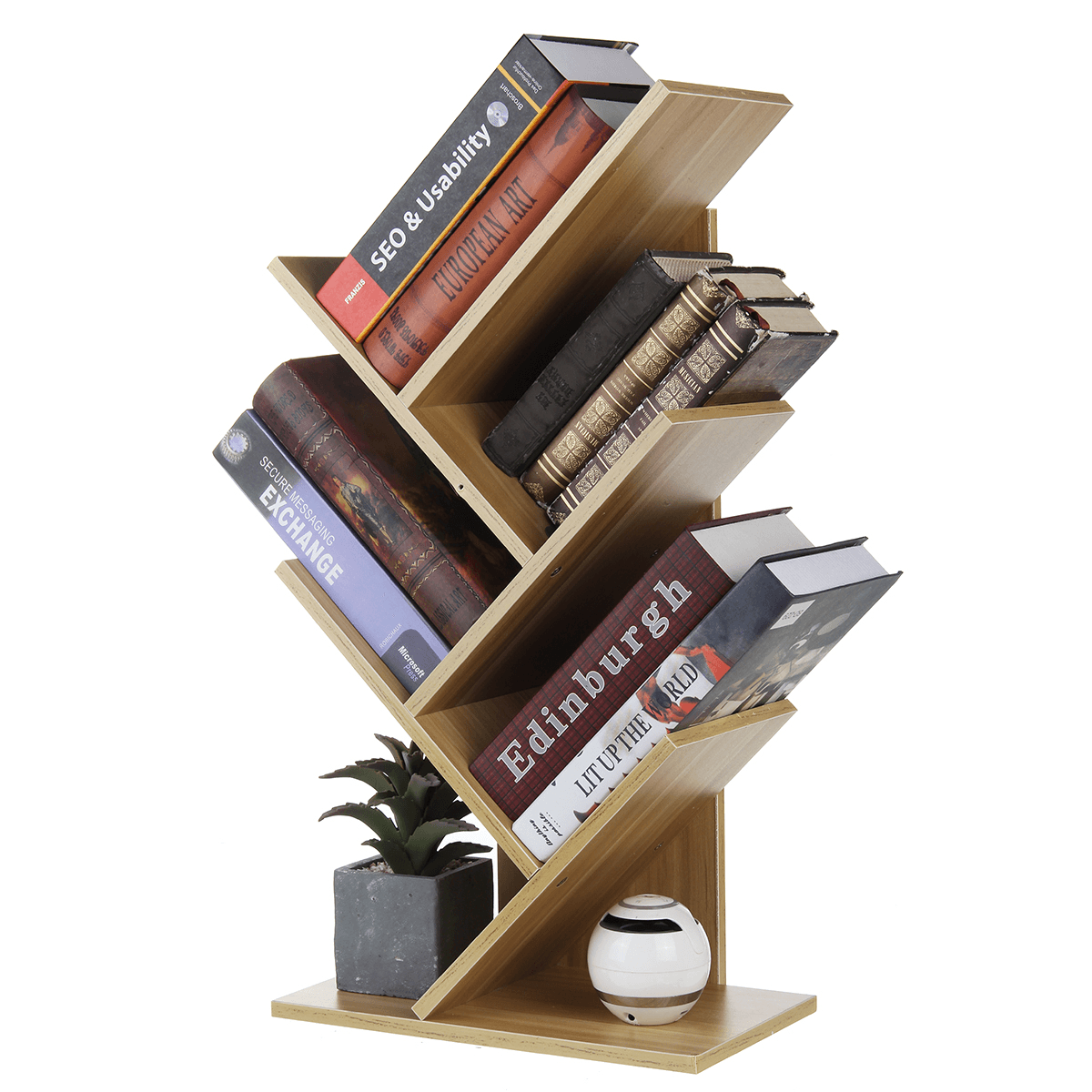 3/5 Layers Small Bookshelf Tree-Shaped Multi-Layer Wooden Storage Rack Standing Shelves Home Office Desktop Bookcase Simple Children'S Room Decor