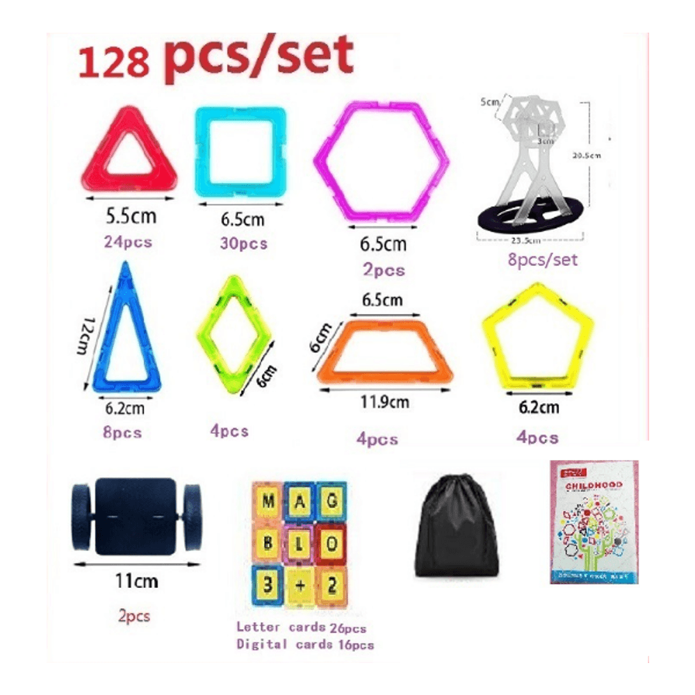 110/120/128Pcs Magnetic Building Block Package Children'S Early Education Puzzle Variety Toys