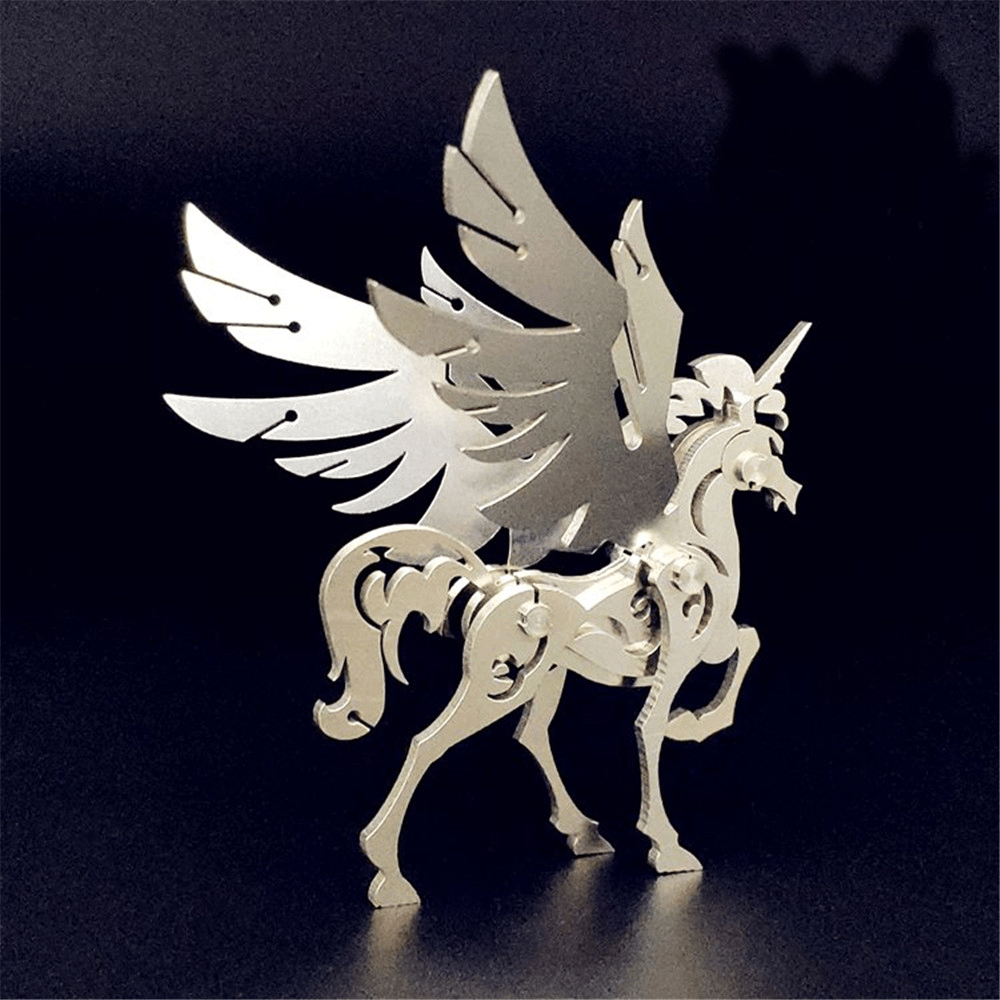 Steel Warcraft 3D Puzzle DIY Assembly Unicorn Toys DIY Stainless Steel Model Building Decor 6*4.4*6.2Cm