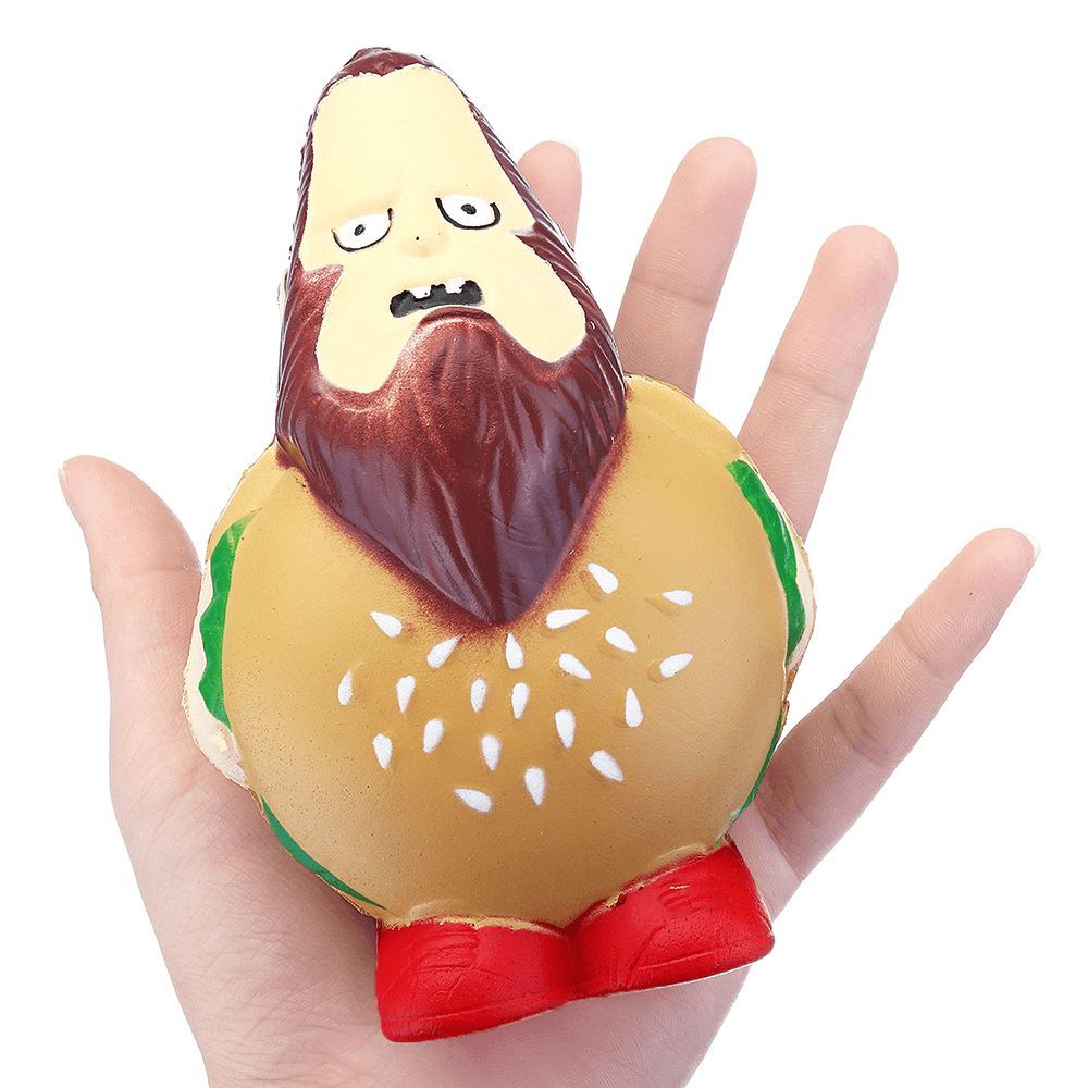 Burger Man Squishy 12.5CM Hamburger Funny Jumbo Slow Rising Rebound Toys with Packaging