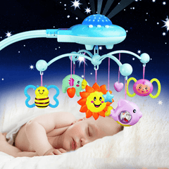 Crib Mobile Musical Bed Bell with Animal Rattles Projection Early Learning Toys 0-12 Months