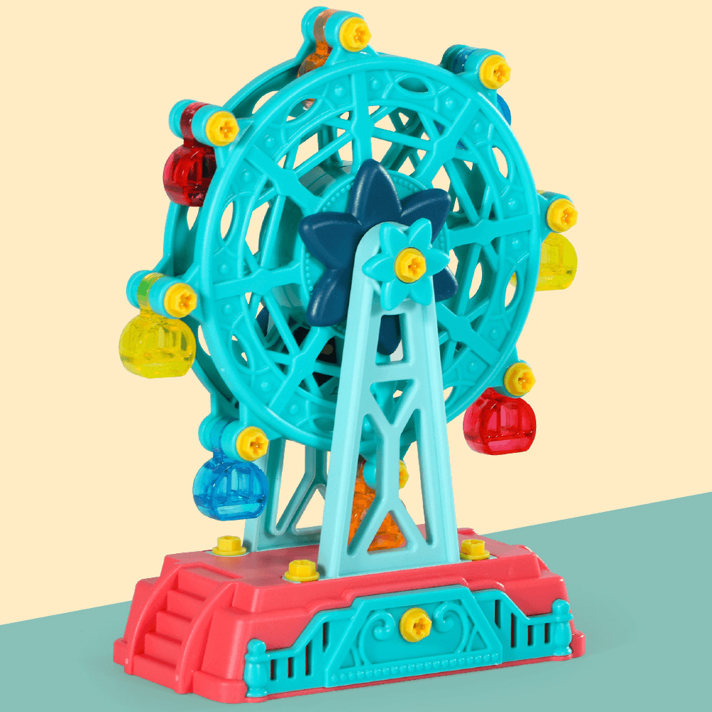 Simulation DIY Hand-Make Screw Nut Assembly Ferris Wheel Amusement Park Puzzle Early Educational Toy Set for Kids Gift