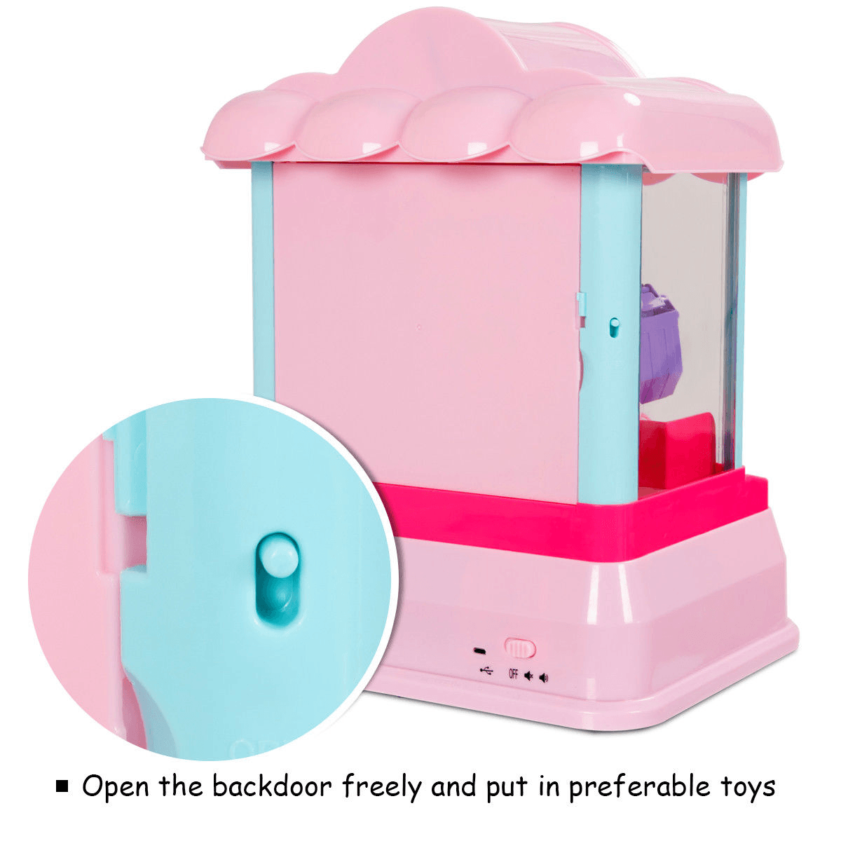 Kids Candy Grabber Electric Claw Machine Crane Token Home Toys with Music Light