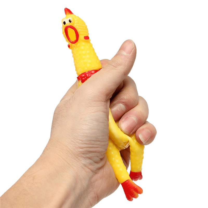 Squeeze Yellow Screaming Rubber Chicken Pet Dogtoy Squeaker Stress Relievers Gift