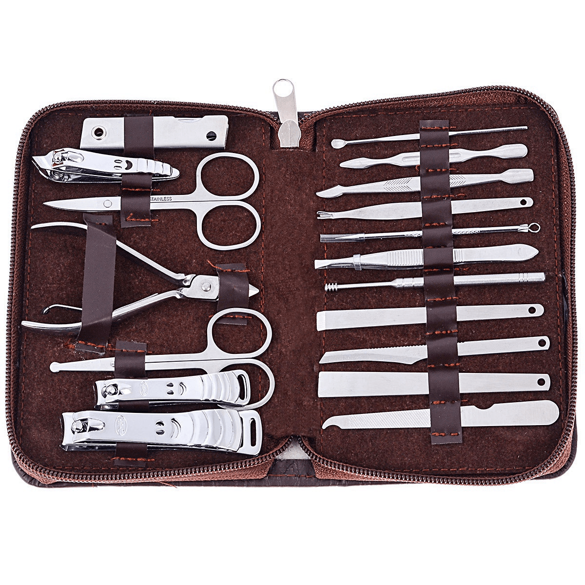 Y.F.M® 18Pcs Nail Clipper Set Manicure Pedicure Tools Kit Toenails Cutter Beard Scissors Cuticle