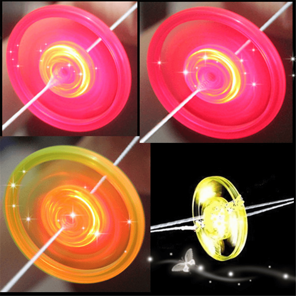 Pull String Flashing Flywheel Flashing Top Childhood Classic Toy for Kids and Adluts