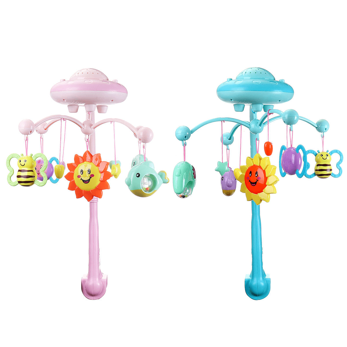 Crib Mobile Musical Bed Bell with Animal Rattles Projection Early Learning Toys 0-12 Months