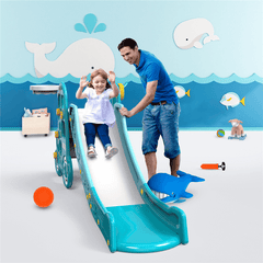 Pickwoo Toddler Slide 4-In-1 Slides for Kids with Basketball and Throwing Game Climbing Toys Outdoor Indoor Kids Slide Toddler Playground Equipment Set Baby Slide