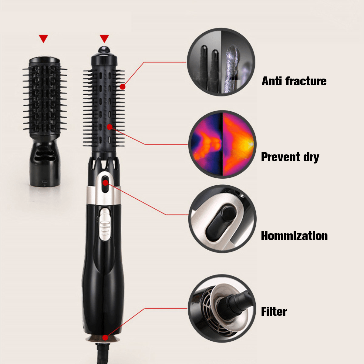 2-in-1-Profi-Haartrockner, Kamm, nasses/trockenes Haar, Glätteisen, Styling, Locken