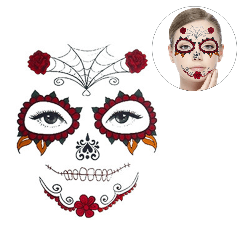 6Pcs/Set Halloween Costume Cosplay Party Makeup Face Eye Terror Temporary Tattoo Sticker Waterproof