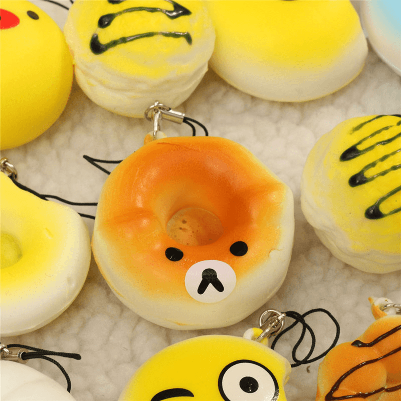 12PCS Mini Squishy Bread Scented Panda Toast Donuts Cone Humbarger Turtle