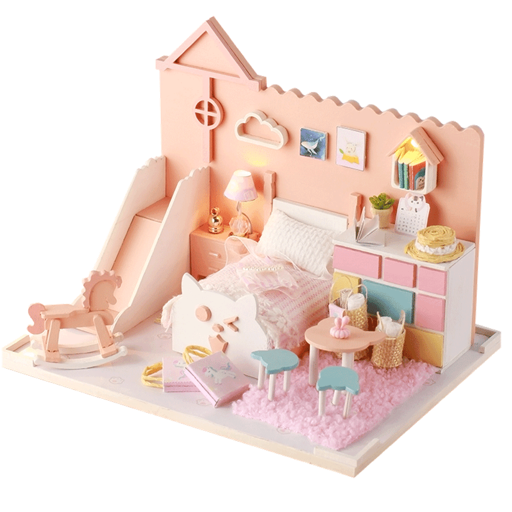 Iie Create DIY Meow Mia Handmade Cottage Assembled Doll House Model P002