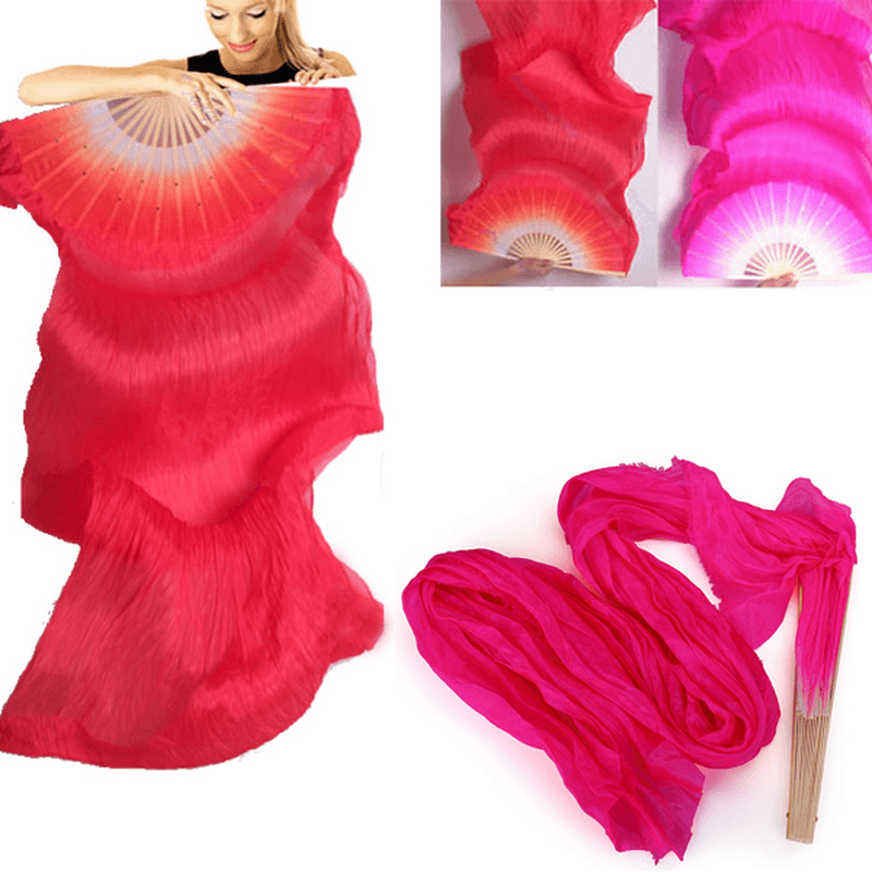 1.8M Lengthen Belly Dance Fan Imitated Silk Fabric Bamboo Fans Dance Dancing Performance Supplies