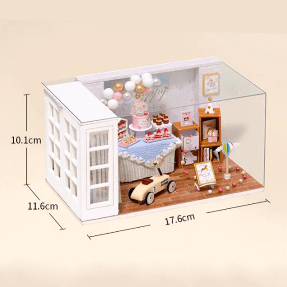 CUTE ROOM Camp Party Theme DIY Assembled Cute Doll House with Cover & Light