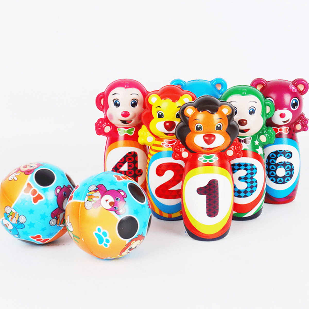 12PCS Cute Mini Bowling PU Soft Indoor Sport Play Games Safe Foam Kids Bowling Children Indoor Sport Family Funny Game Toy Gift