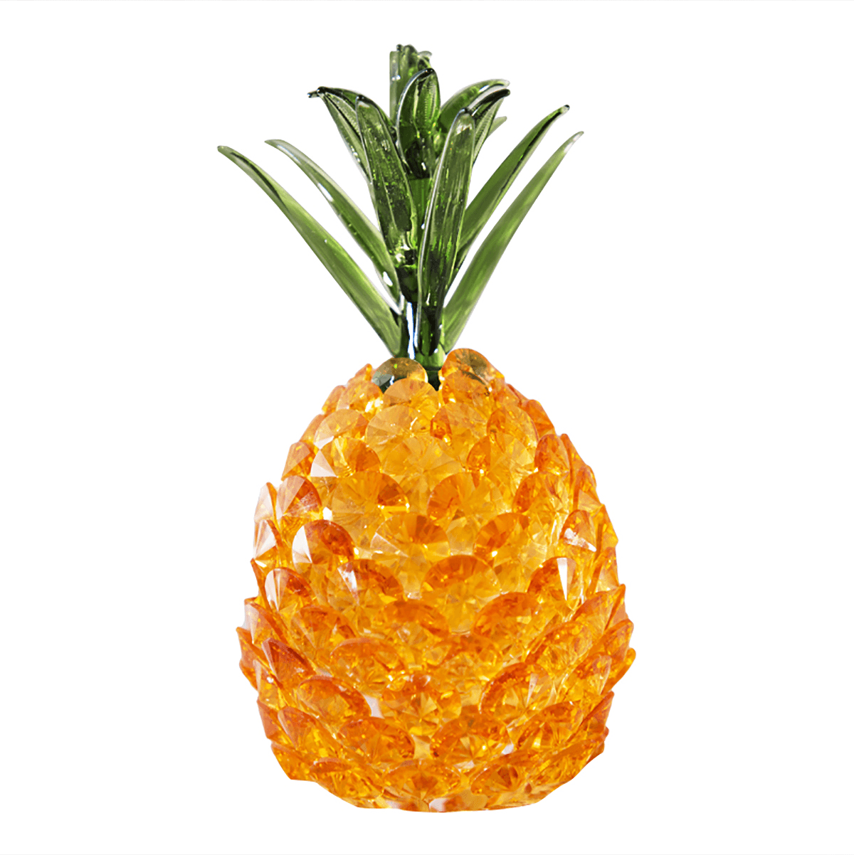 Estatuilla de piña de cristal, artesanía a mano, adorno de pisapapeles dorado, decoraciones de regalo