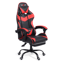 Douxlife® Racing GC-RC02 Gaming-Stuhl, ergonomisches Design, 150° neigbar, dick gepolsterte Rückenlehne, integrierte Armlehne, einziehbare Fußstütze für das Heimbüro