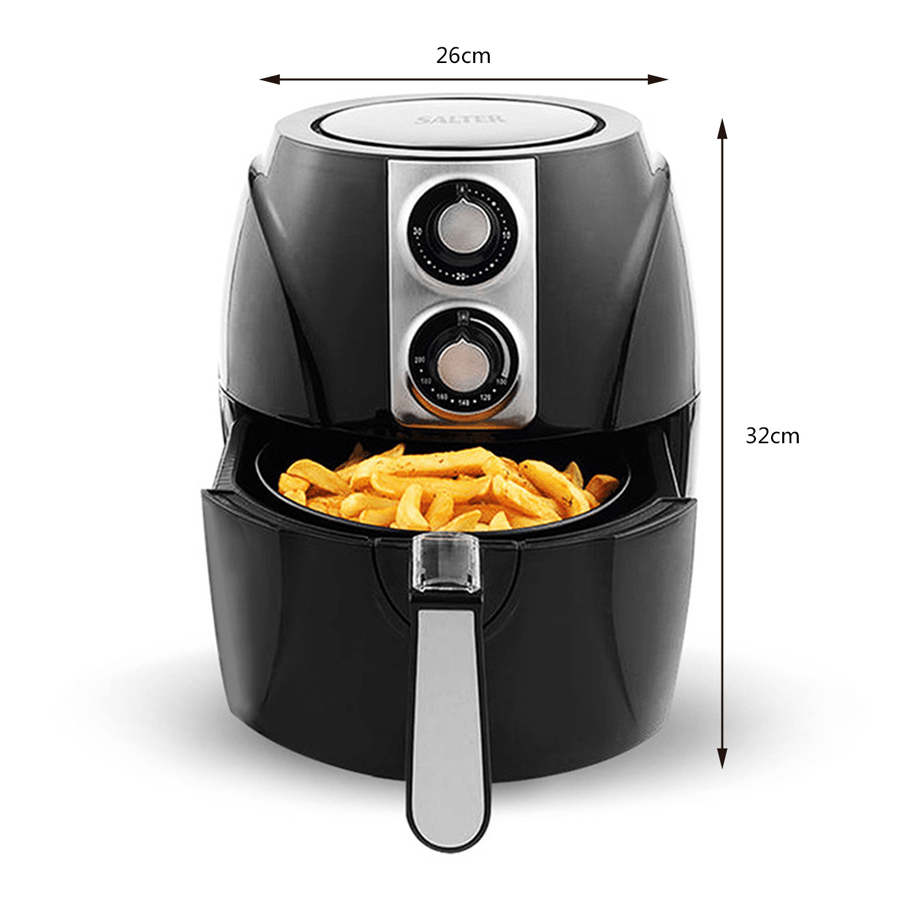 SALTER Air Fryer Household Circulation Fume Free Non-Stick Frying Pan Intelligent Mobile-Uk-Black