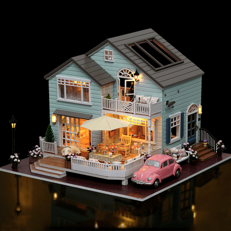 Cuteroom A-035-A Queens Town DIY Dollhouse Miniature Model with Light Music Collection Gift