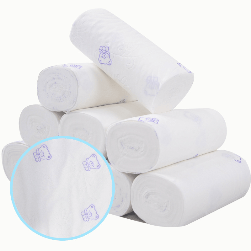 12 Rolls 4-Ply Toilet Paper Household Ultra Soft Wood Roll Paper Towels Tissue