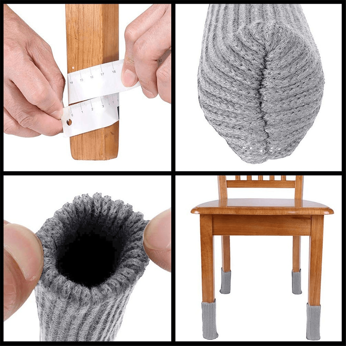 4/24Pcs Home Essentials Double Layer Chair Leg Socks Knit Non-Slip Table Floor Protector Furniture Table and Chair Feet Covers