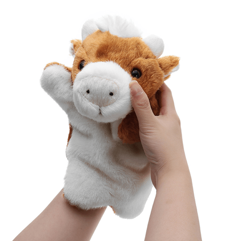 27CM Stuffed Animal Cow Hand Puppet Classic Children Figure Puppet Toys Plush