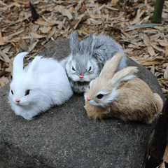 15 cm Mini-realistisches, niedliches weißes Plüsch-Kaninchenfell, lebensechtes Tier, pelziger Osterhase, gefülltes Plüschtier