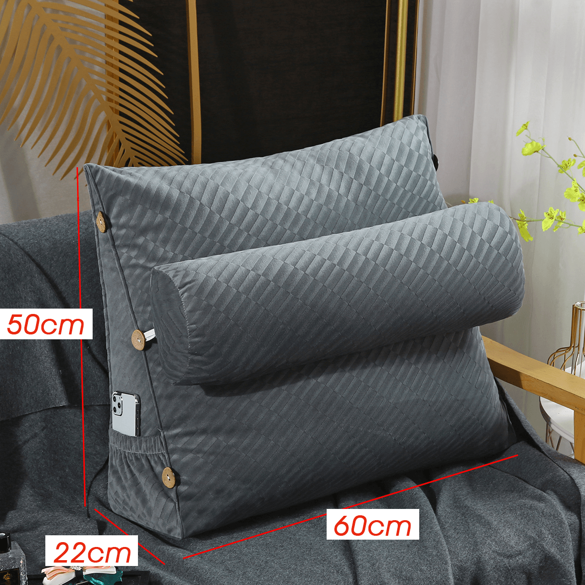 60cm Wedge Back Reading Pillow Rest Sleep Neck Sofa Bed Lumbal OfficeHome, Furniture &amp; DIY, Furniture, Pillows!