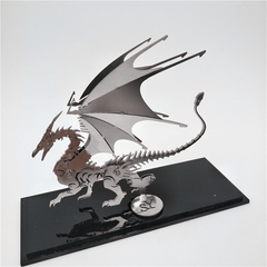 Steel Warcraft DIY 3D Puzzle Dragon Toys Stainless Steel Model Building Decor 16*5.3*14Cm