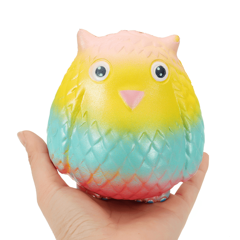 Jumbo Squishy Rainbow Owl 12Cm Soft Slow Rising Toy with Original Packing