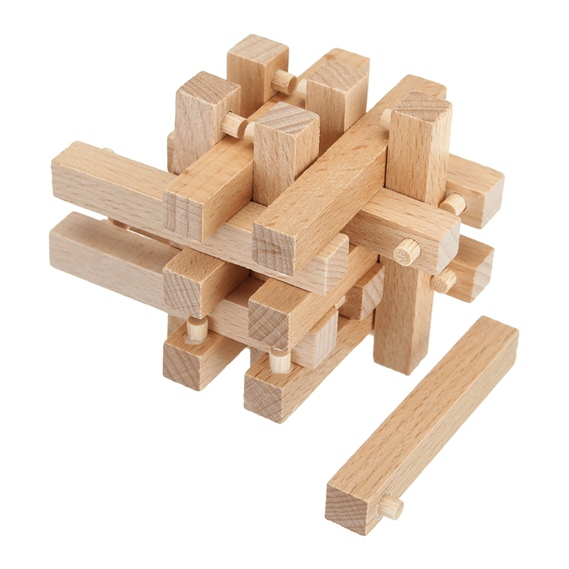 Kong Ming Lock Toys Zusammenbau eines 3D-Puzzlewürfels für Kinder, herausforderndes IQ-Gehirn-Holzspielzeug