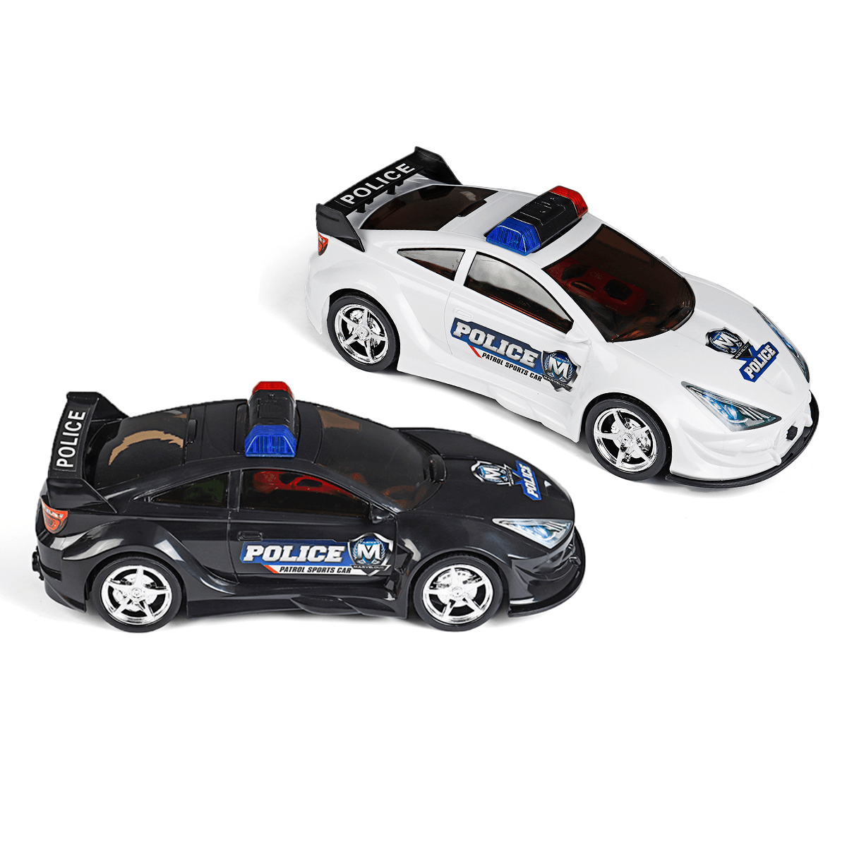 Simulation Police Car Diecast Vehicle Model Toy with Sirnes Sound and Light with 6 Cars and Game Map for Kids Birthday Holidays Gift