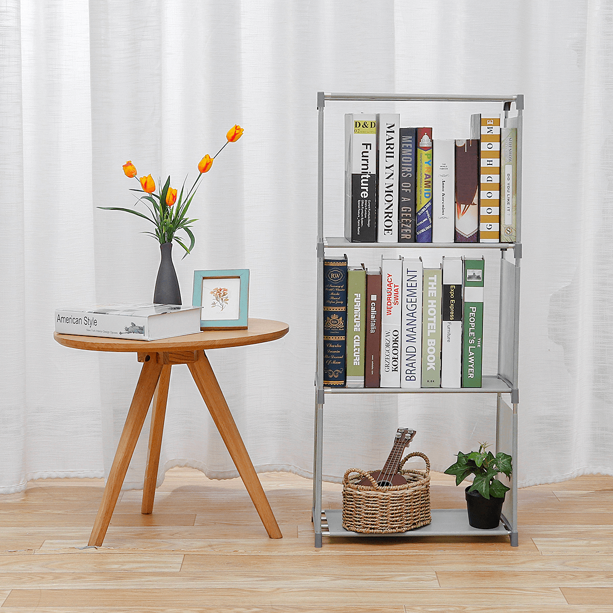 4/6 Tiers Cube Bookshelf Storage Shelves Standing Cabinet Display Rack Organizer for Home Office Living Room