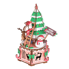 Iiecreate DIY Assembled Christmas Eve and Thanksgiving Christmas Music Box Doll House Model Toy