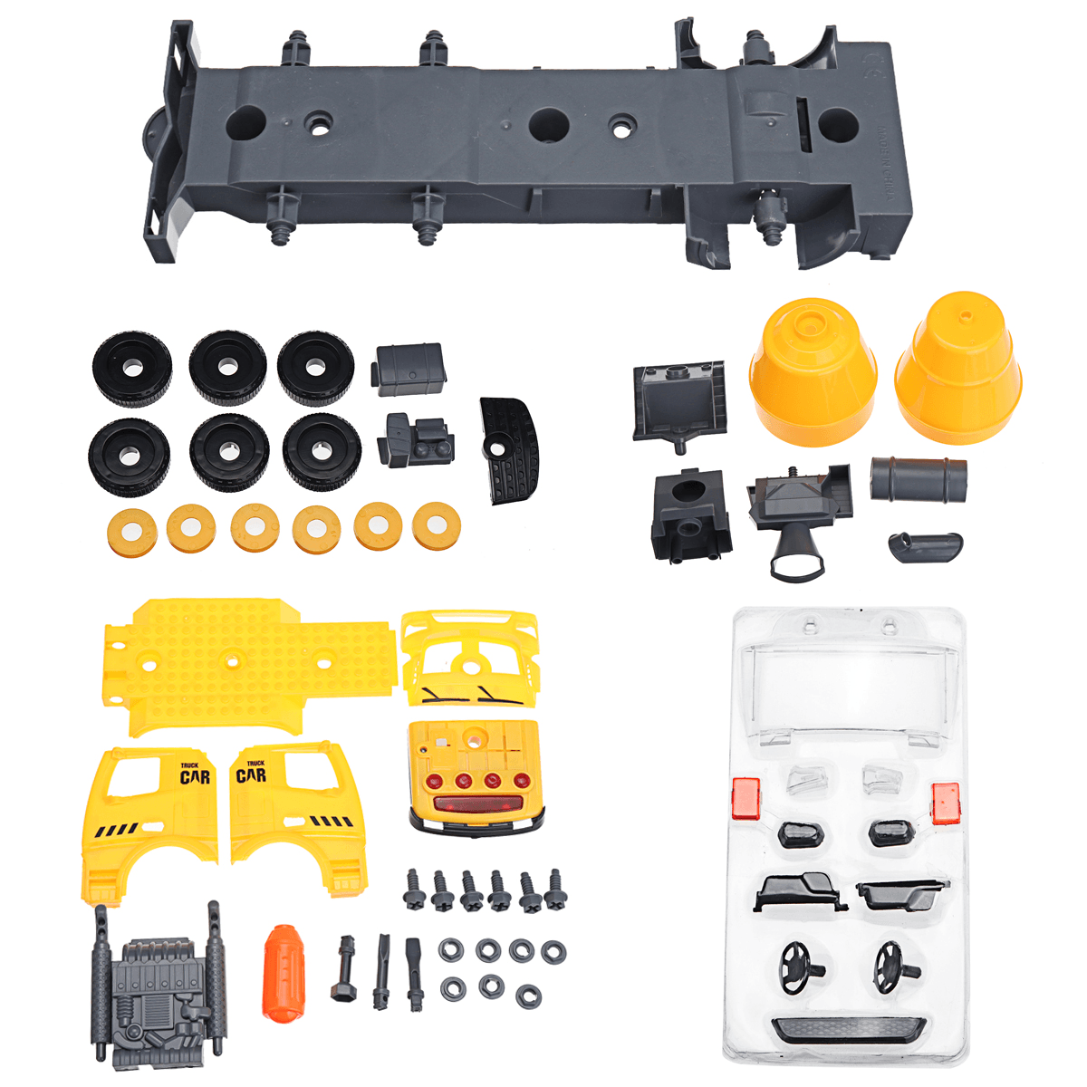 Simulation DIY Nut Disassembly Loading Unloading Assembly Engineering Truck Excavator Bulldozer Car Model Toy with LED Light & Music Effect for Kis Gift