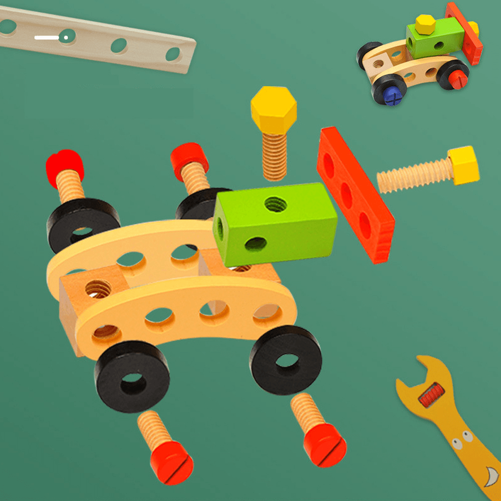 Wooden Simulation DIY Multi-Shaped Nut Combo Set Boy Repair Kit Early Childhood Education Puzzle Toy