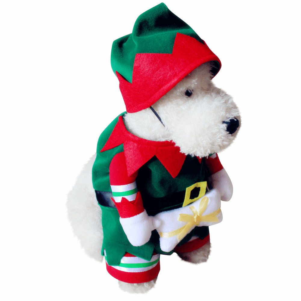 Mascota Perro y Gato Traje de Navidad Papá Noel Vestirse Ropa de fiesta Ropa con sombrero