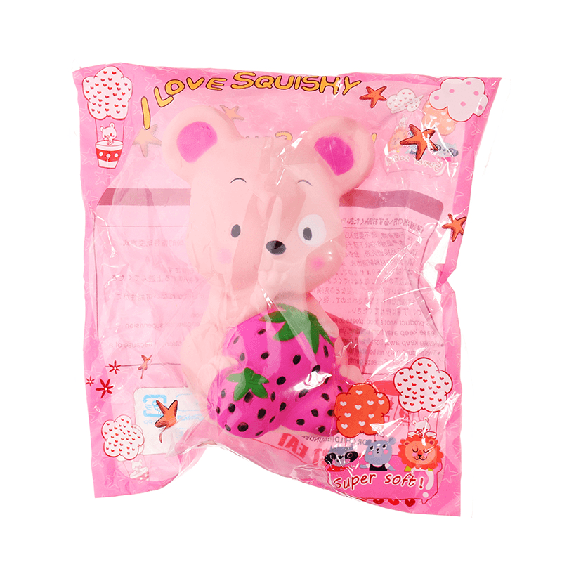 Squishy Strawberry Rat 13CM Slow Rising Soft Toy Stress Relief Gift Collection with Packing