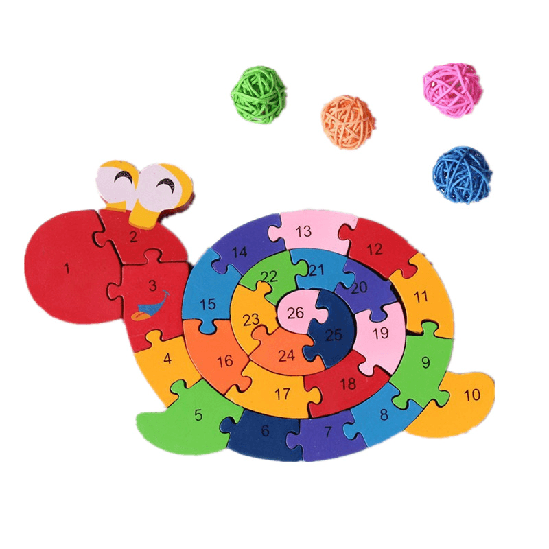 26Pcs Lettera multicolore Blocchi educativi per bambini Puzzle giocattolo lumaca per regalo per bambini