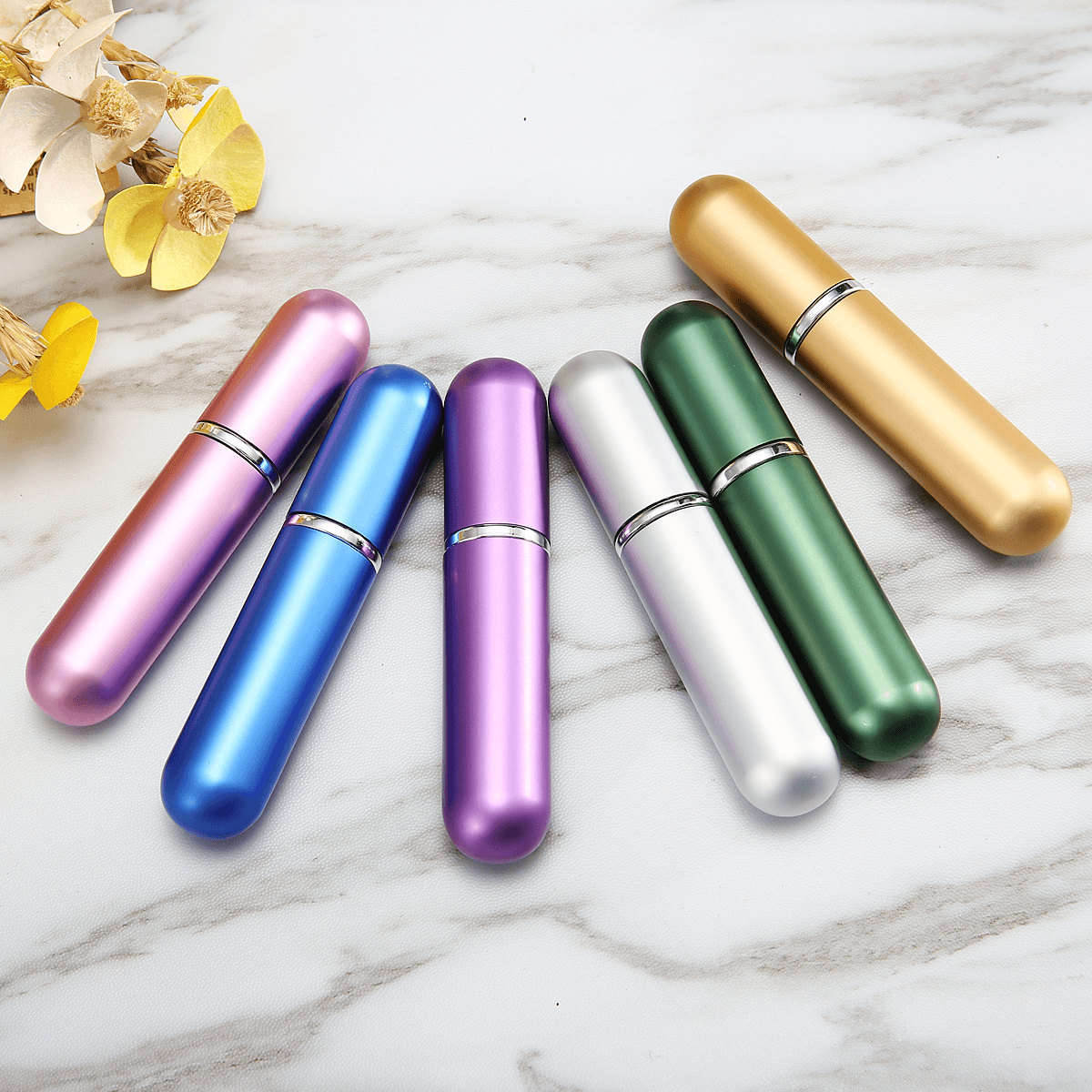 6Pcs Portable Perfume Atomizer Spray Bottles Dispenser Set Spicy Wood Tone Aquatic Wood Tune Oriental Flower