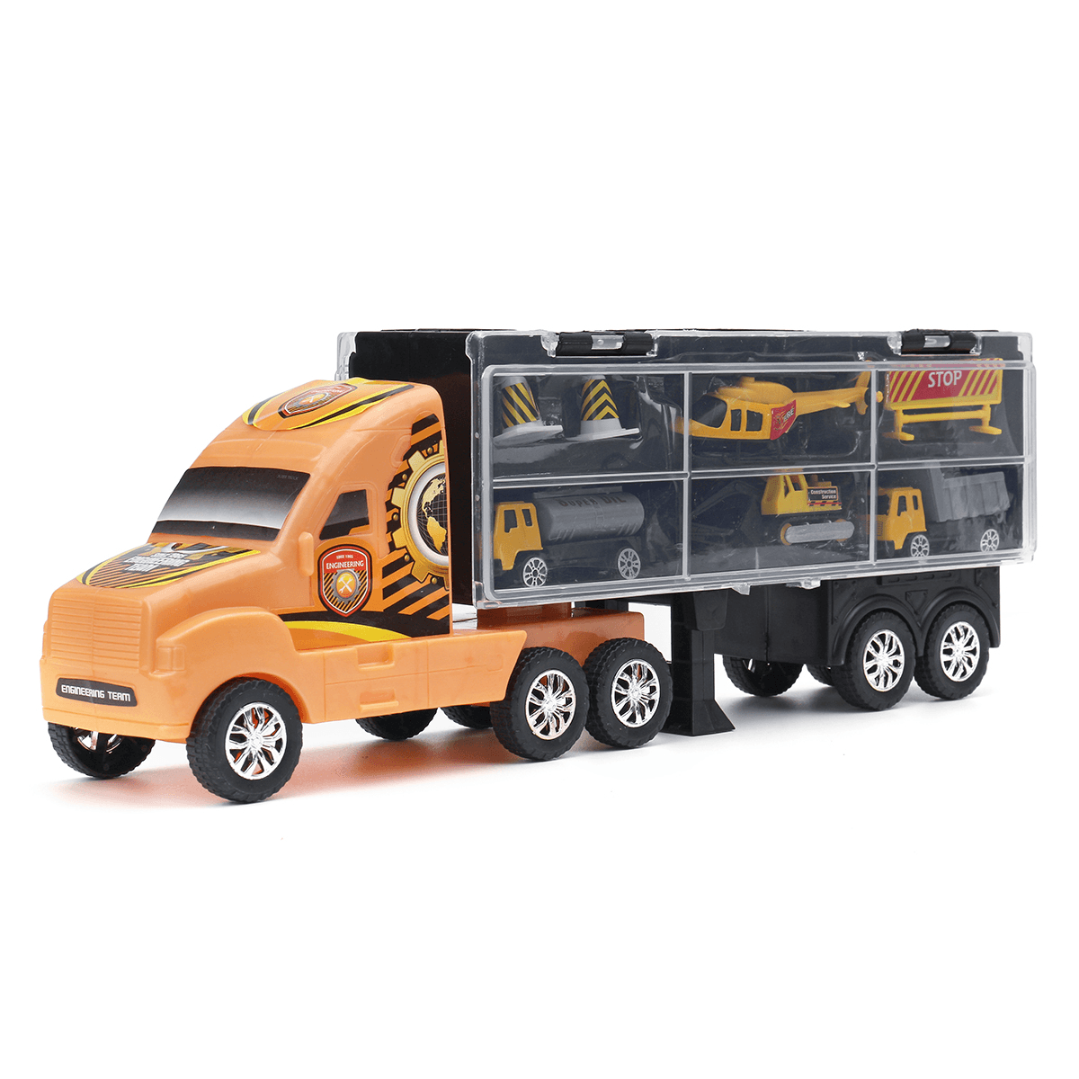 Alloy Trailer Container Car Storage Box Diecast Car Model Set Toy for Children'S Gift