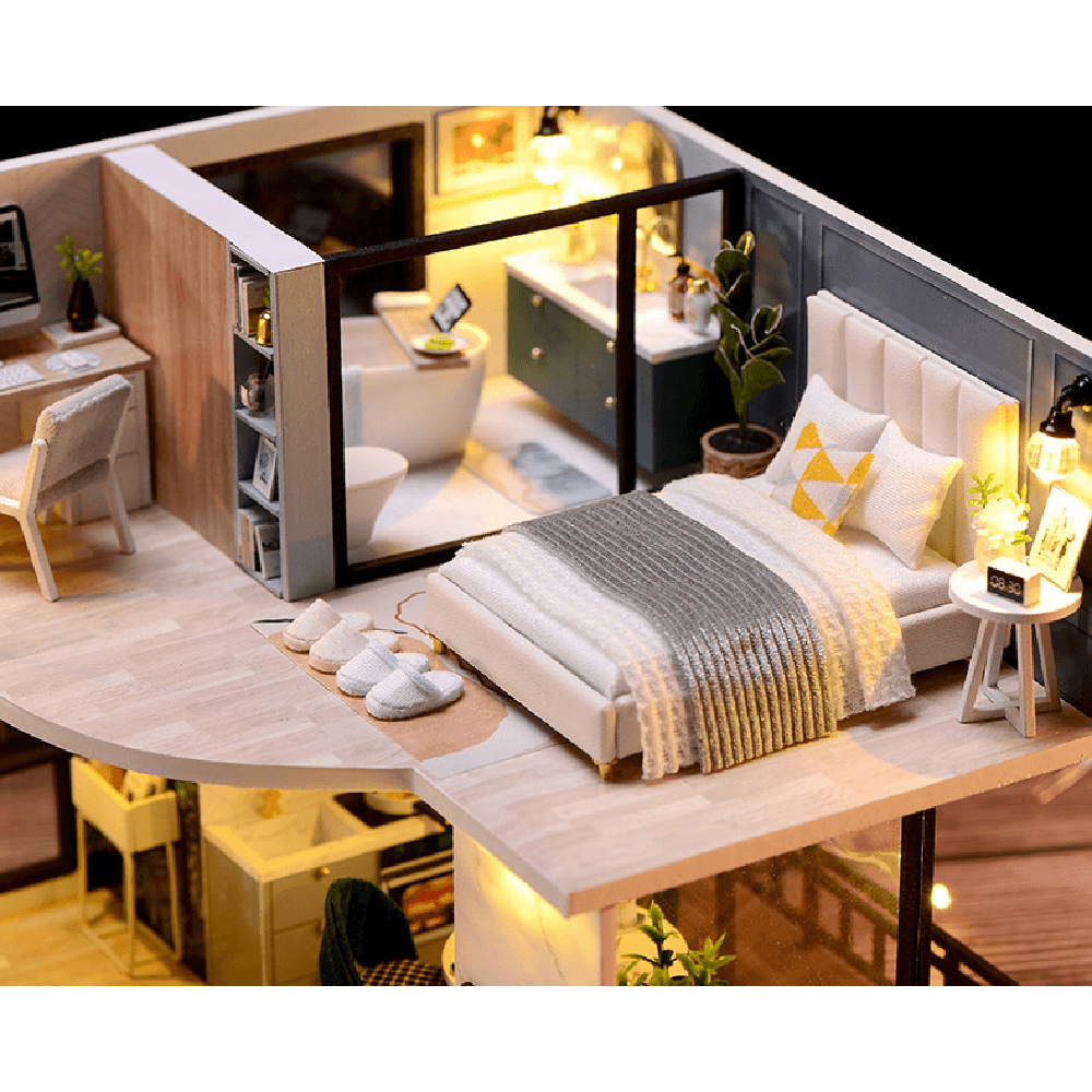 CUTEROOM L-032-B Cozy Time Space Sense Innovative Design Double-Layer LOFT Assembled Doll House with Furniture