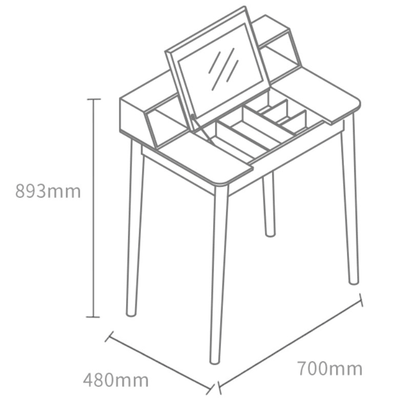 CHENGSHE Multifunktions-Klappschreibtisch, Schlafzimmer-Schminktisch aus Holz von