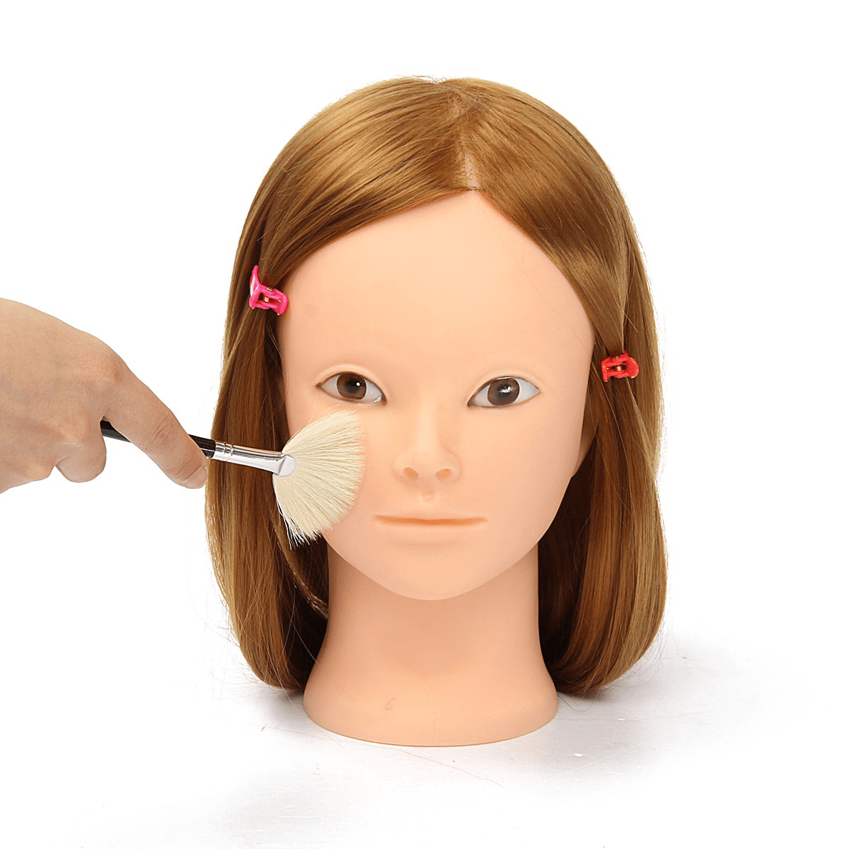 24'' Hairdressing Human Hair Practice Makeup Training Mannequin Head with Clamp